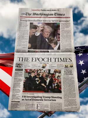 NEW President Trump Shot HEADLINE Newspaper LOT OF 2 WASHINGTON & EPOCH TIMES
