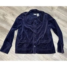 White Stag Womens Sweater cardigan large blue button stretch. Beautiful velvet