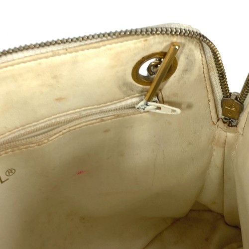CHANEL Vintage Matelasse Quilted Logo Double Chain Schultertasche Leder Weiß - Bild 15 von 19