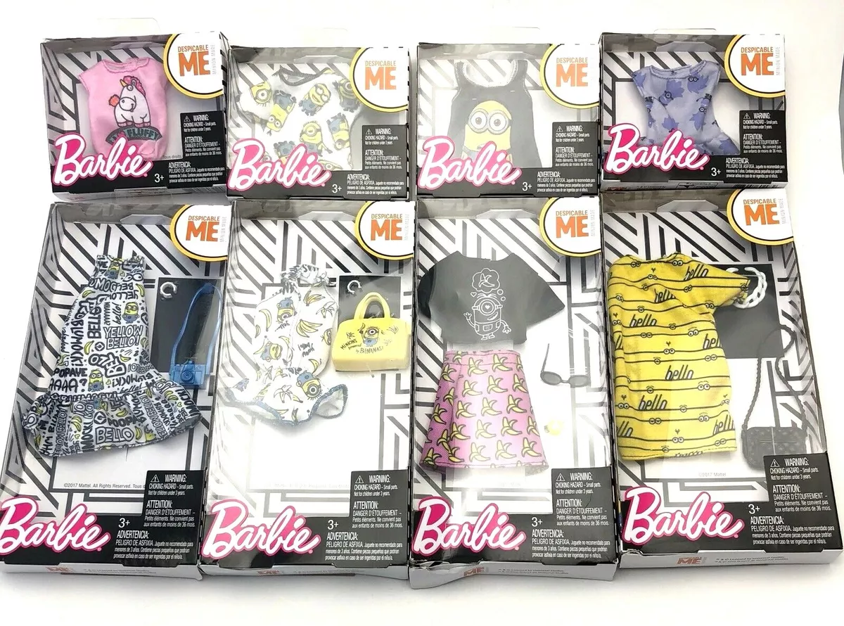 2018 Barbie Doll Fashion Minions Despicable Me Clothes Accessories Lot of 8