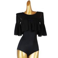 NEW Women Top for Latin salsa cha cha tango Ballroom Dance F686 Black