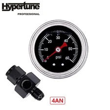 Liquid 0-60psi Fuel Pressure Gauge Regulator Gauge 1/8" NPT W/ 4AN Adapter