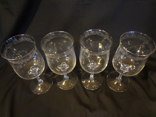 Lenox Crystal Moonspun - Set of 4 Etched Water Goblets - Platinum Trim - Picture 2 of 9