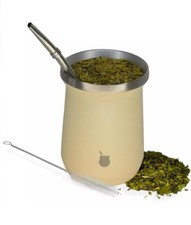 Yerba Mate Cup Bombilla Set 8 Oz Double Walled Stainless Steel Bombilla/Straw