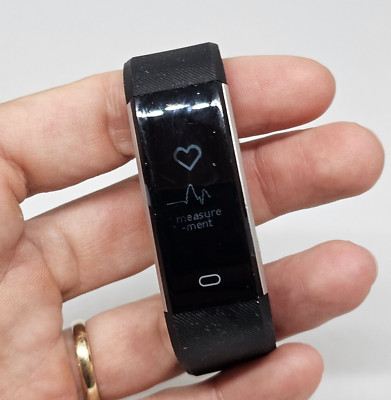 LETSCOM ID115PLUSHR Black Smart Watch Fitness Tracker Steps Heart Rate
