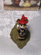 Wee Forest Folk M-296 Scootin With The Loot Red hat, Black cat, Retired