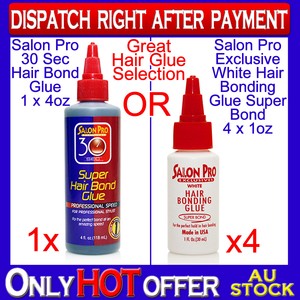 Salon Pro 30 Sec Hair Bonding Glue 4oz Exclusive White Hair