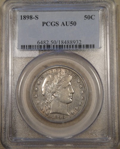 1898-S Barber Half Dollar 50c PCGS Certified AU50 - Picture 3 of 4