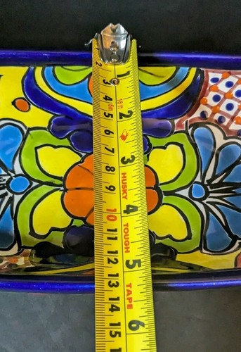 Mexican Talavera Pottery Boat Bowl Hand Painted . Lead Free EUC . 16"X5"X2.5" - Picture 7 of 9