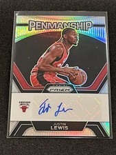 2023-24 Panini Prizm Basketball Justin Lewis Penmanship Silver Prizm #PNM-JWS