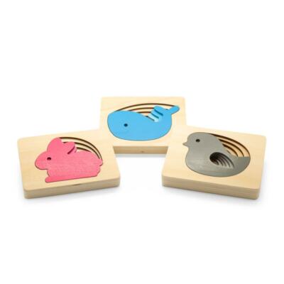3D Puzzle Multi Holz Hase Wal Piepmatz Holzpuzzle