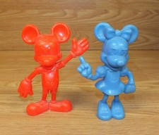 Set of 2 Vintage Louis Marx Disney Mickey Minnie Mouse Plastic Figurines