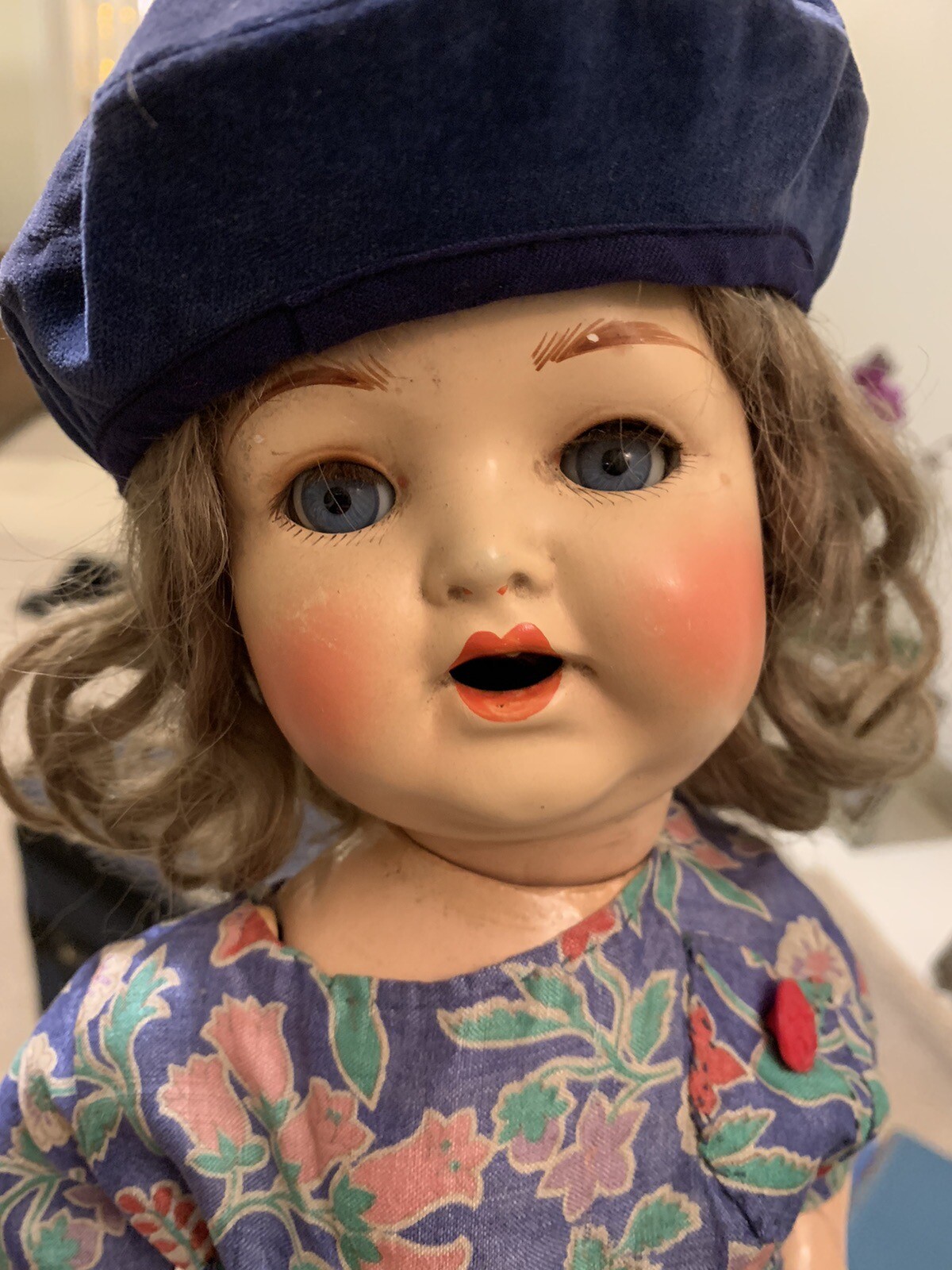 BND Vintage Doll Circa 1940 Sleeping Eyes, Silk Dress Few Scrapes eBay