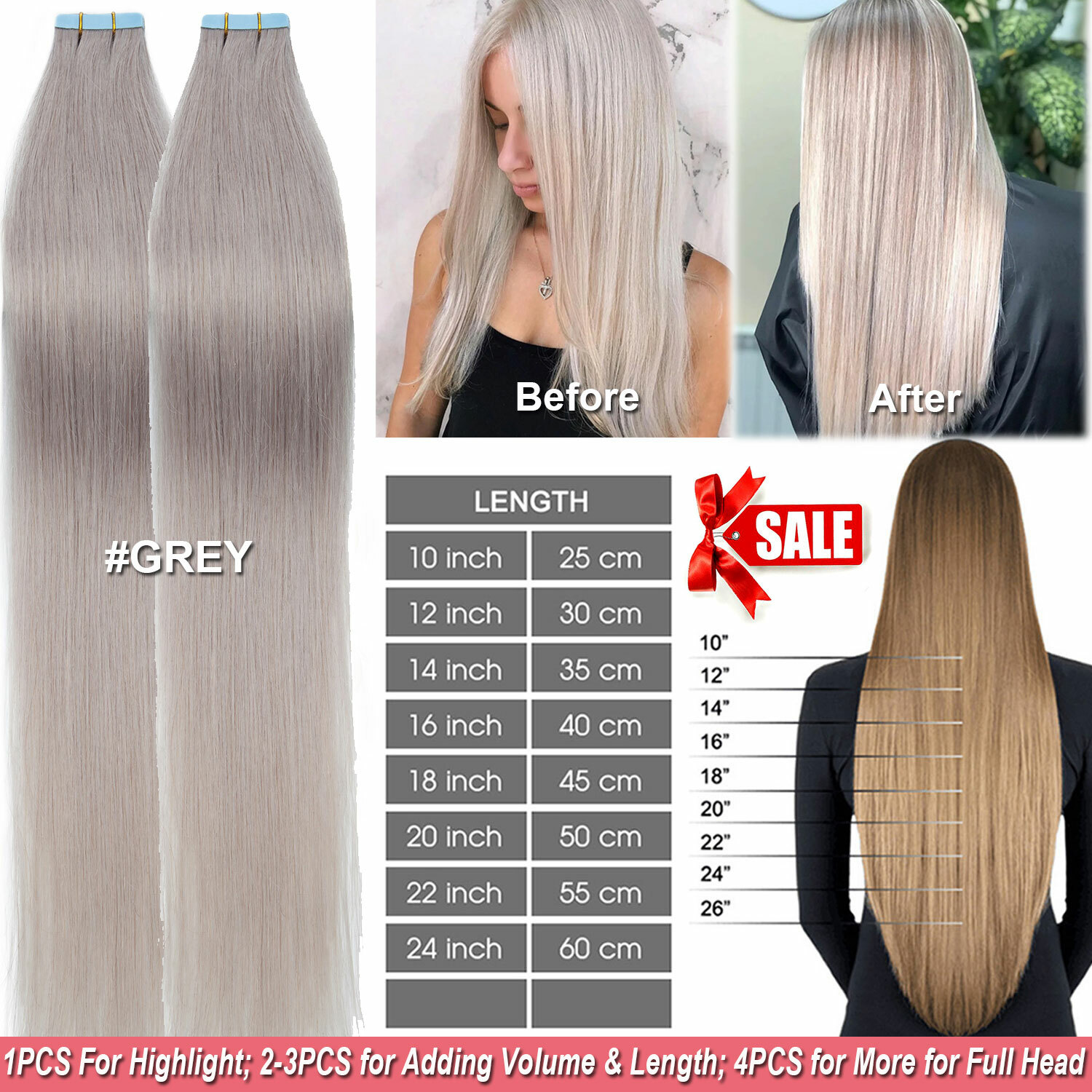 100% Remy Human Hair Extensions Thick-Glue Tape In Hair Full Head Skin Weft  80PS | eBay