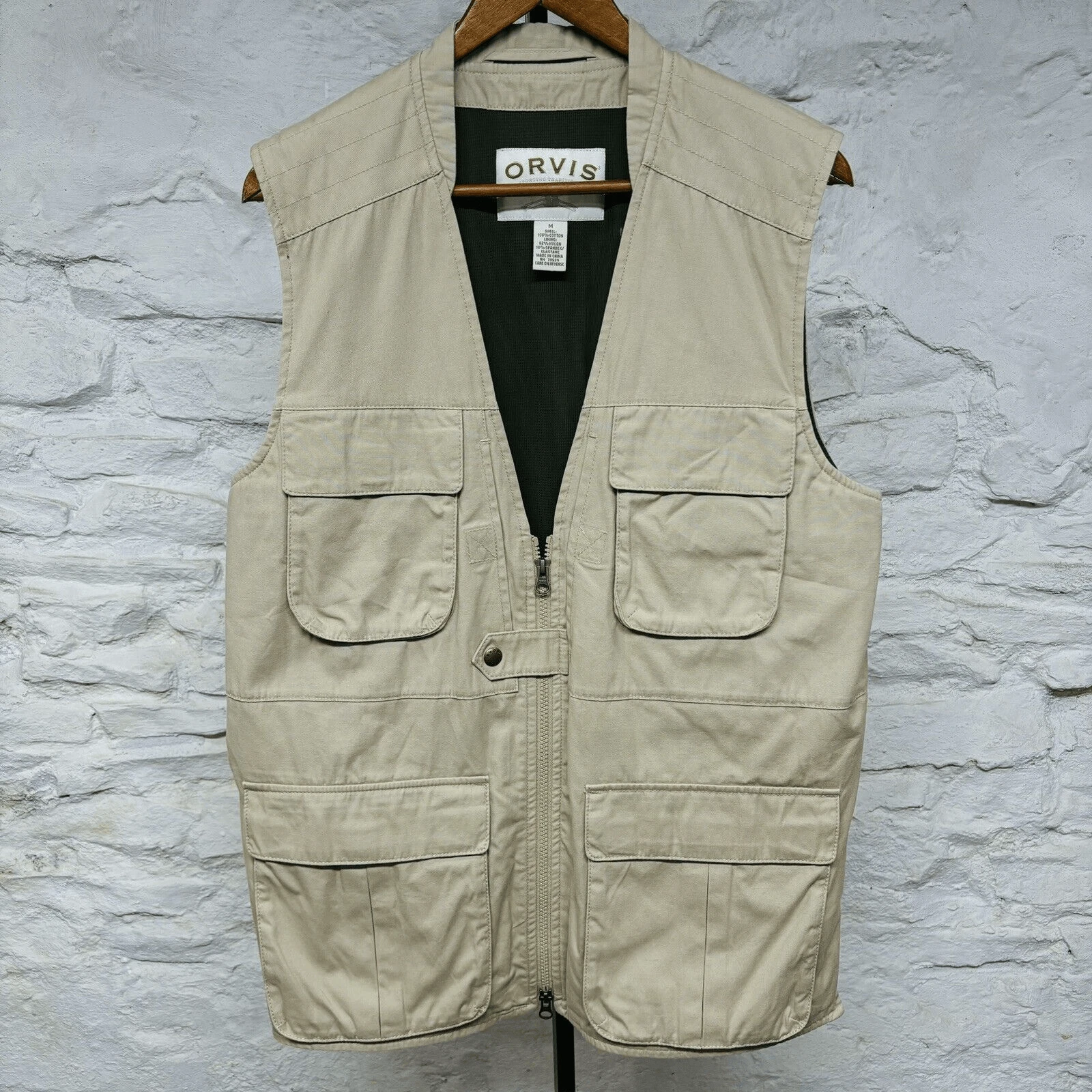 Orvis Photographer Safari Fishing Cargo Vest Hiking Khaki Mens Medium Beige Tan