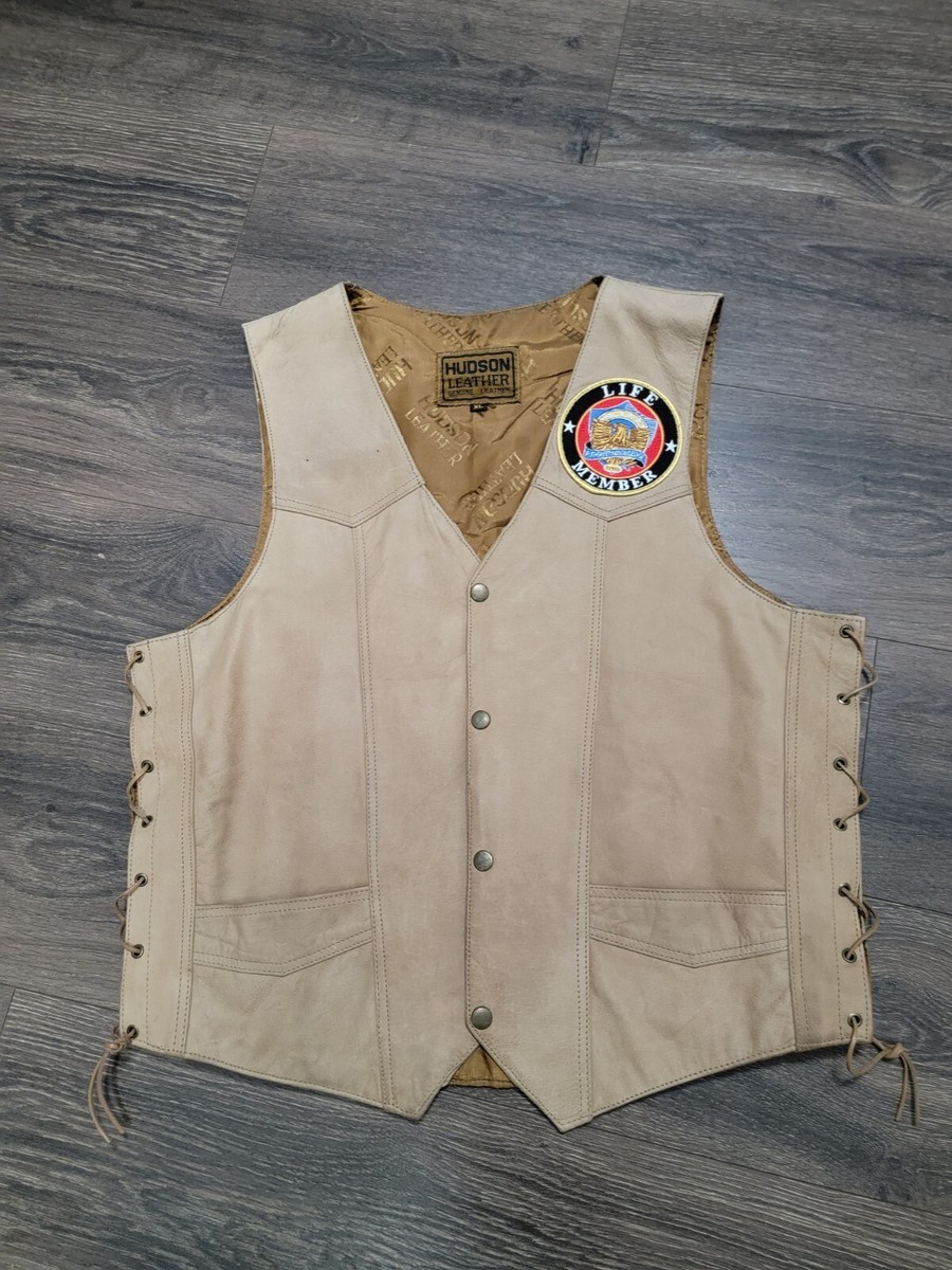 HUDSON LEATHER レザー ベスト GWRRA MICHIGAN HUDSON LEATHER レザー ベスト GWRRA MICHIGAN