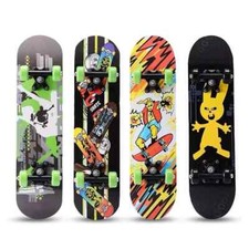 Wooden Skateboard Kids Adults, Double Kick Small 43*13 cm & Medium 60*15 cm MIX