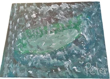 Original Abstract 16 by 20 Canvas Acrylic Painting White Glitter all over inside