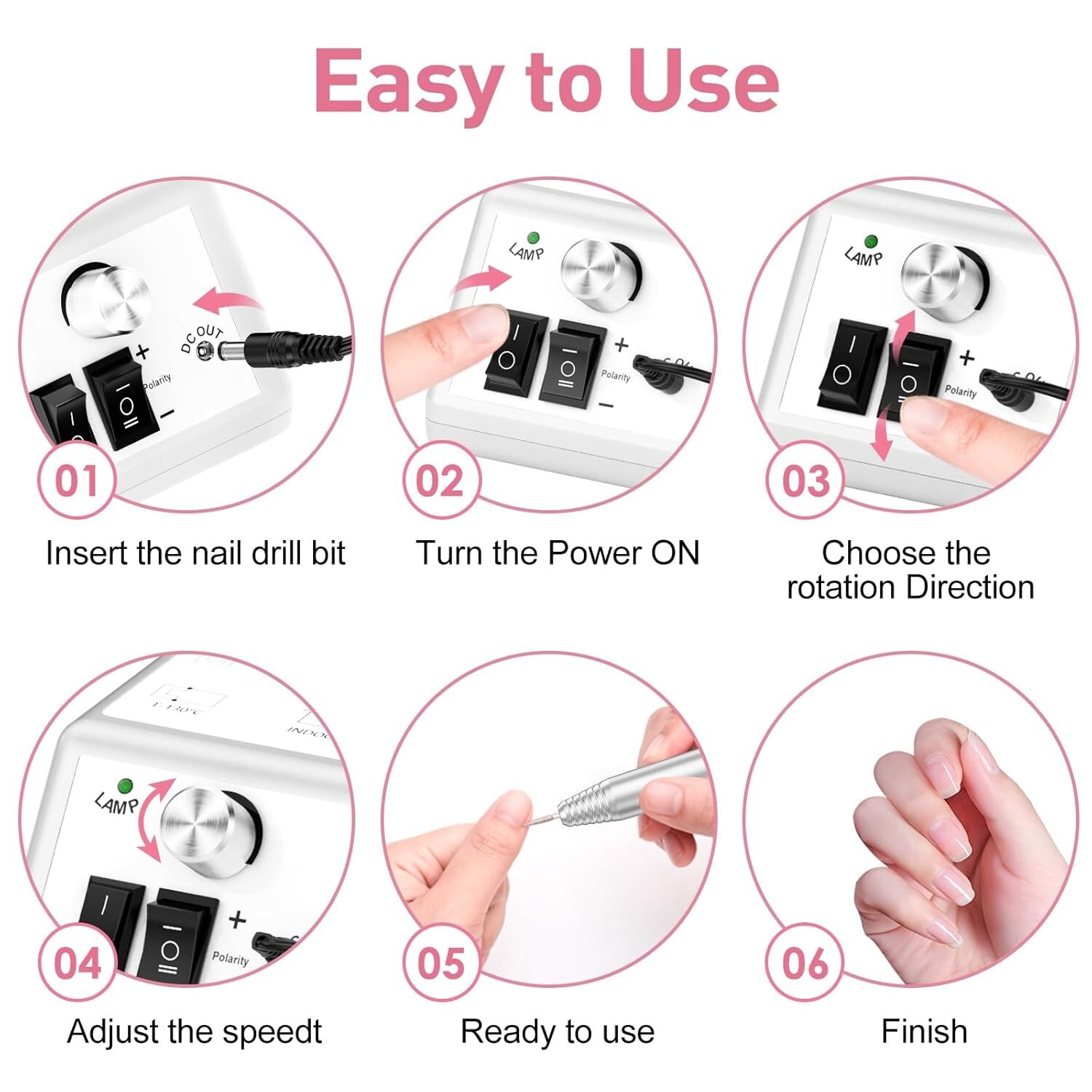 Taladro De Uñas Electrico Inalambrico Profesional 20000RPM Pulidor Para Lima US