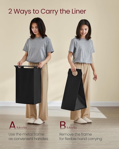Rustic Brown 4-Bag Laundry Hamper with Removable Liners & Ventilated Shelf - Picture 8 of 8