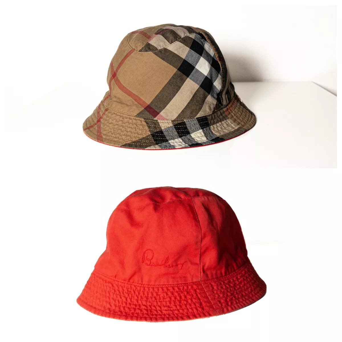 Burberry vintage reversible bucket hat logo nova chek