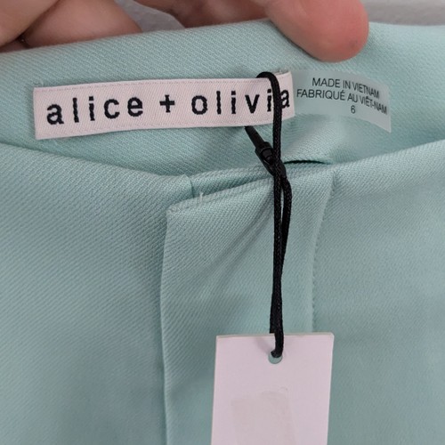 Alice + Olivia Dylan Clean High-Waist Wide-Leg Crop Pants In Mint NWT Size 6 - Picture 9 of 10