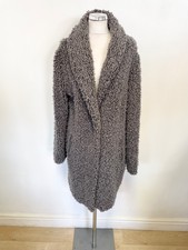 Marccain Grey Boucle Knit Mid Length Unlined Coat Size N5 Uk 16