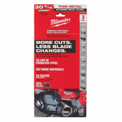 Milwaukee 48-39-0631 30-9/16'' 12/14 TPI Extreme Thick Metal Band Saw Blades, 3Pk