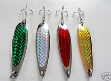 3oz Casting Crocodile Spoons 4 Pieces Fishing Trolling Lures - 4 Colors