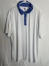 Graham Luxe Men s Size XL Short Sleeve Polo White Blue Dots Golf Active 5731