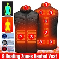 Winter 9 Zone Warm Heating Vest Unisex USB Charging Intelligent Heated Jackets