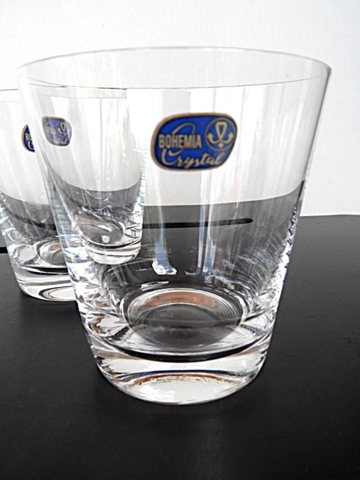 Set 4 Contemporary New Unused Bohemia Crystal Glass Whiskey Water Bar Glasses