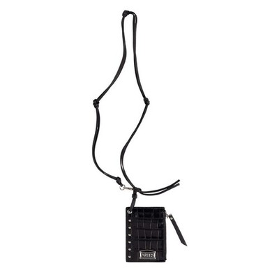 Aries Croc Studded Card Holder Black