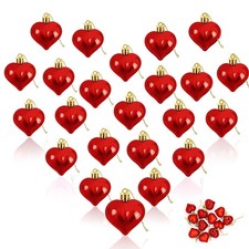24 Pcs Heart Ornaments, Decorations, Red Pink 24PCS, 24pcs