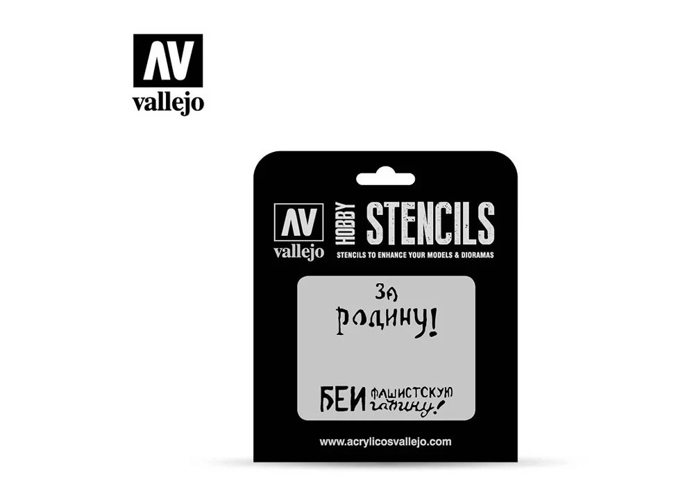Soviet Slogans WWII No. 2 - Hobby Stencils - Brand New - Acrylicos Vallejo