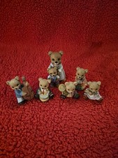 HOMCO Home Interiors 6 Porcelain Teddy Bear Band Figurines Complete Set 1422
