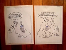 ABSOLUT cartoons 8"x11"- 1990 - 4 pages magazine vodka ad art print-Mint cond