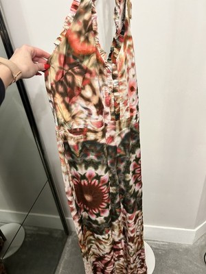 Charo Ruiz Flower Power Pacha Ibiza Tie Dye Jumpsuit XS Halter Wide Leg Boho