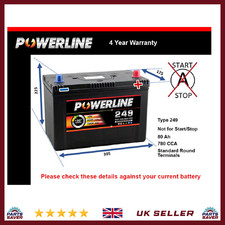 Battery fits HYUNDAI SANTA FE Mk1, Mk2, Mk3 2.4 2.7 2.0D 2.2D 01 to 20 249 780A