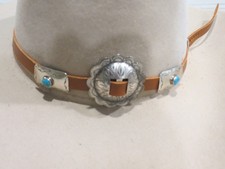 Sterling Silver 3 Concho Hat Band with small 925 Buckle