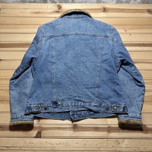 Vintage 90s Lee Outerwear Lined Faux Fur Trim Denim Trucker Jacket Size XL - Bild 3 von 13