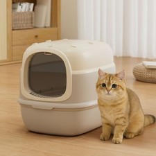 Premium Pet Litter Box with Cover Detachable Anti-Splashing Tray for Indoor Cats