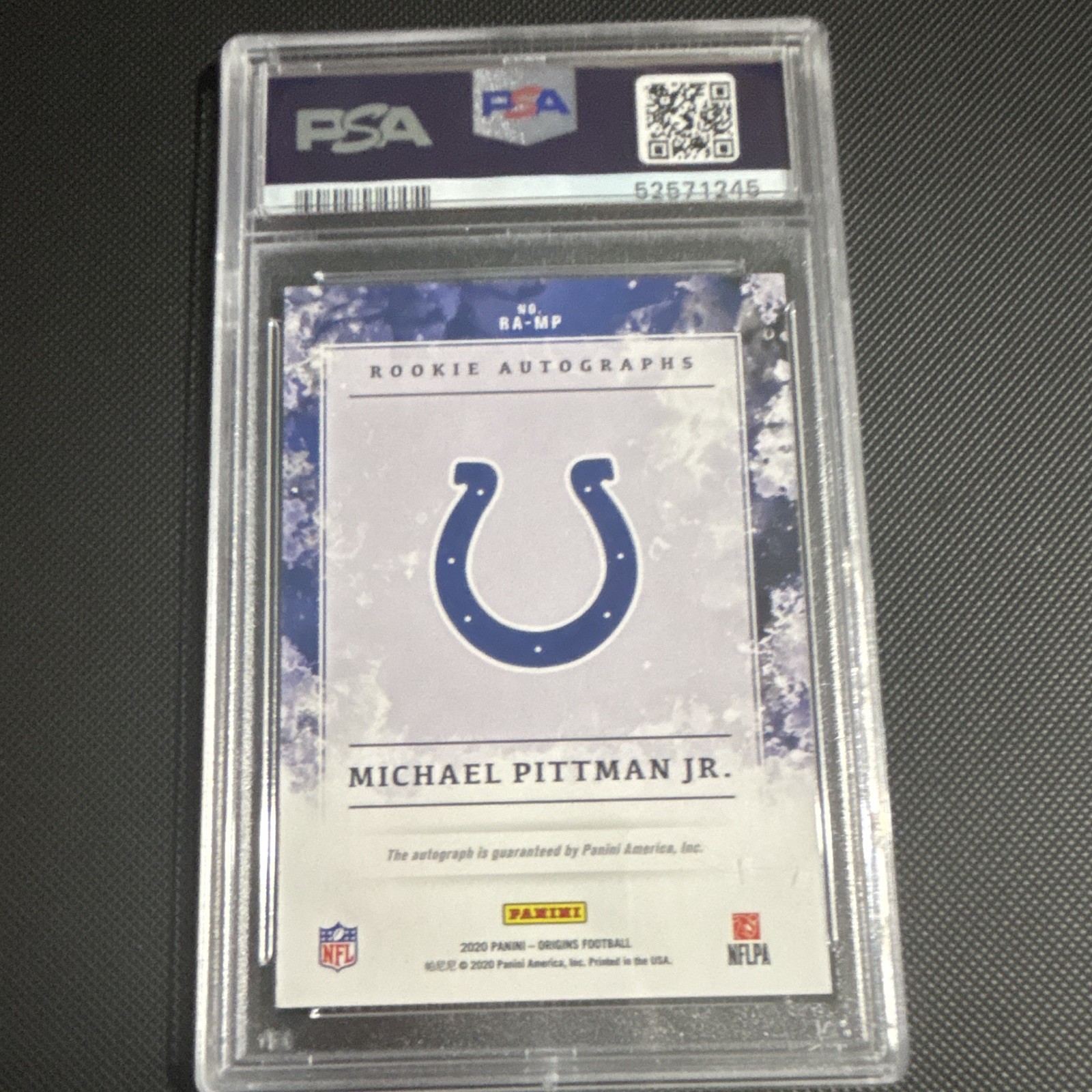 Panini 2020 Origins Michael Pittman Jr Rookie Autographs RA-MP Colts PSA 10 view 2