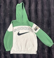Vintage 2000'S Nike Soccer Hoodie Youth Size M 10-12 Rare Unique Green/White