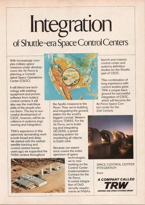 TRW 1981 Original Print Ad Space Control Centers Shuttle-Era Integration
