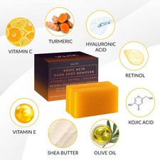 Kojic Acid Dark Spot Remover Soap Bar with Vitamin C,Retinol,Collagen,Turmeric -