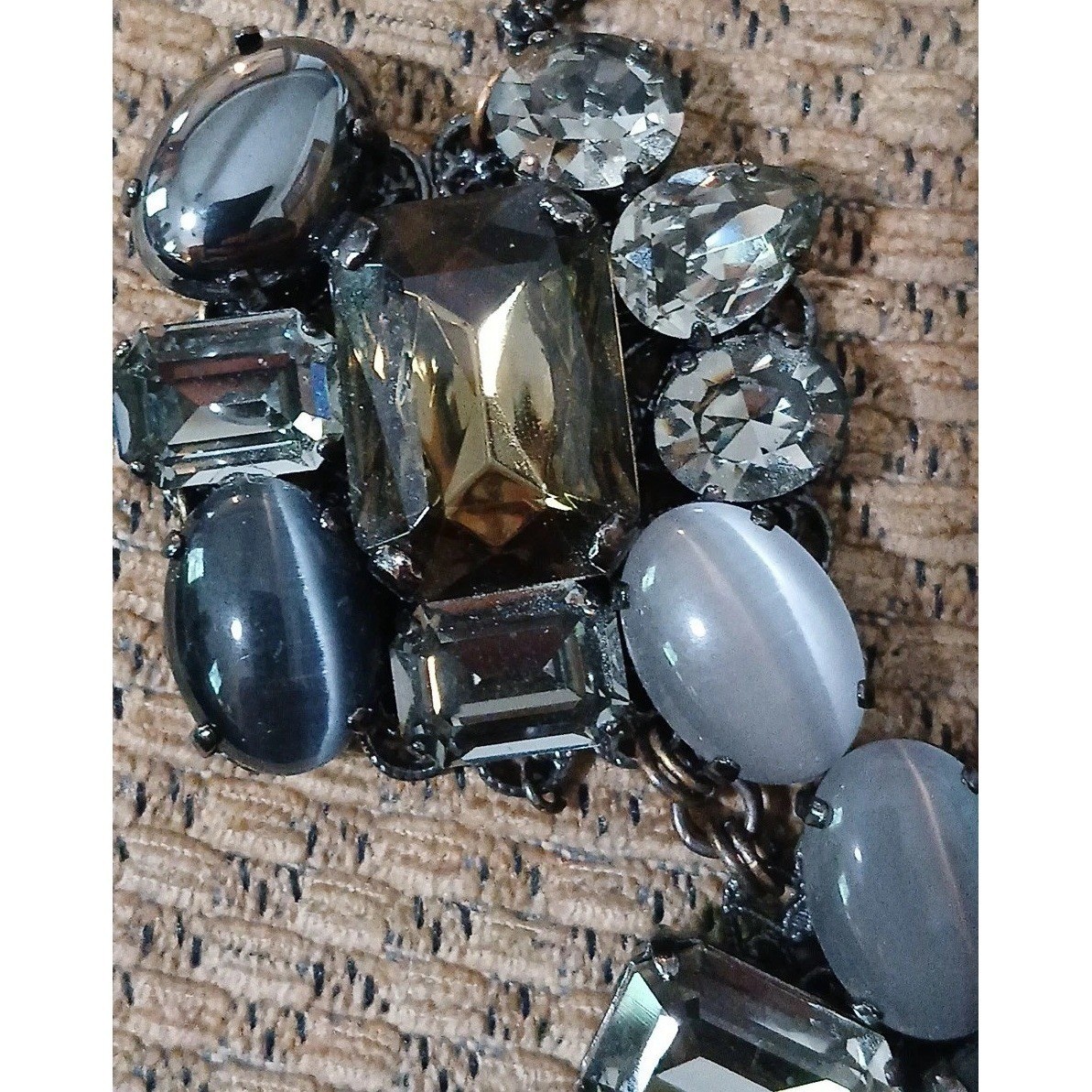 Erickson Beamon Statement Necklace Grey Black Cry… - image 8