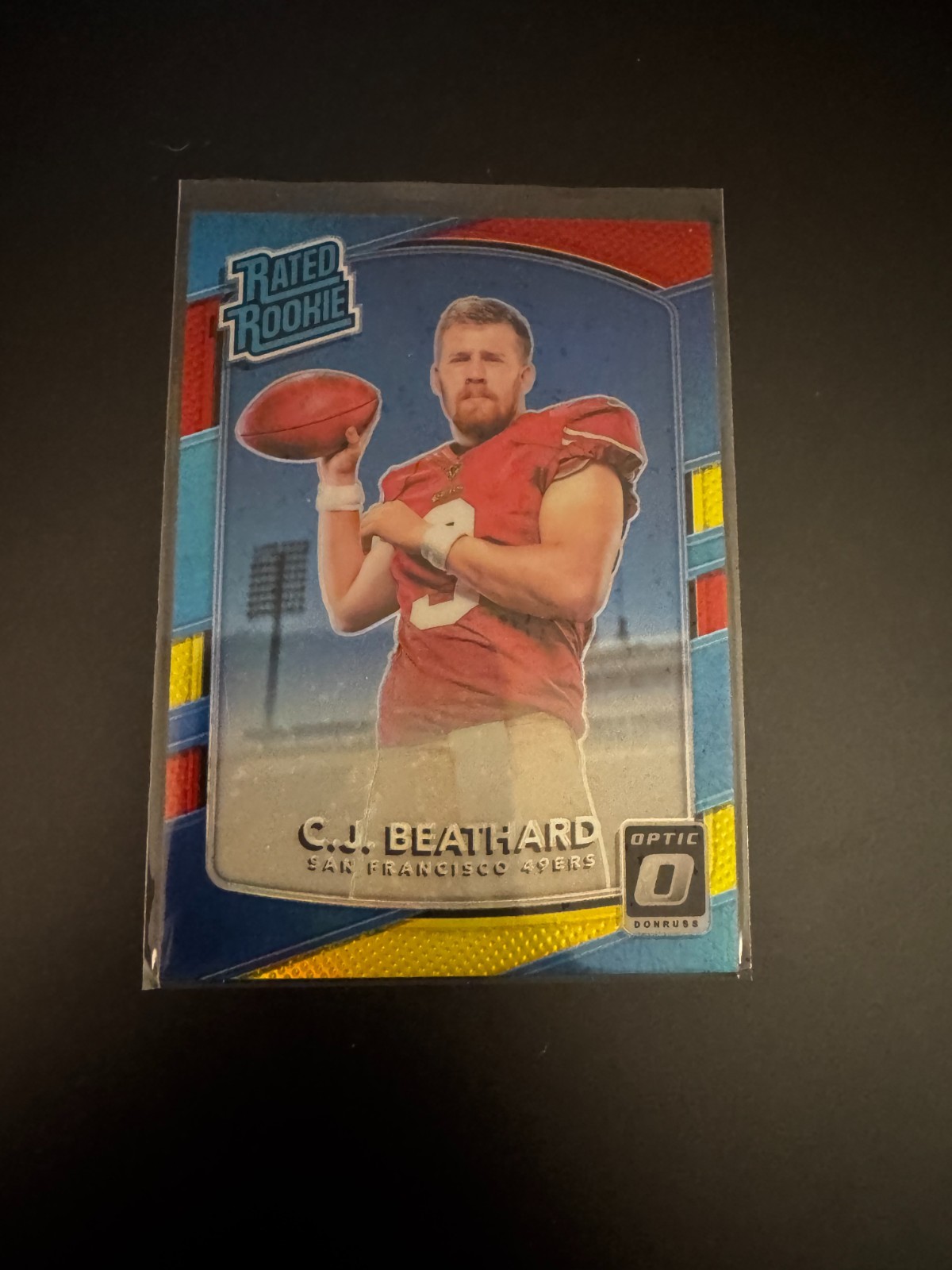 2017 Donruss Optic C.J. Beathard RC #170 Red Yellow Prizm