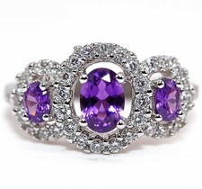 3CT Amethyst  Topaz 925 Genuine Sterling Silver Ring Jewelry Sz 6