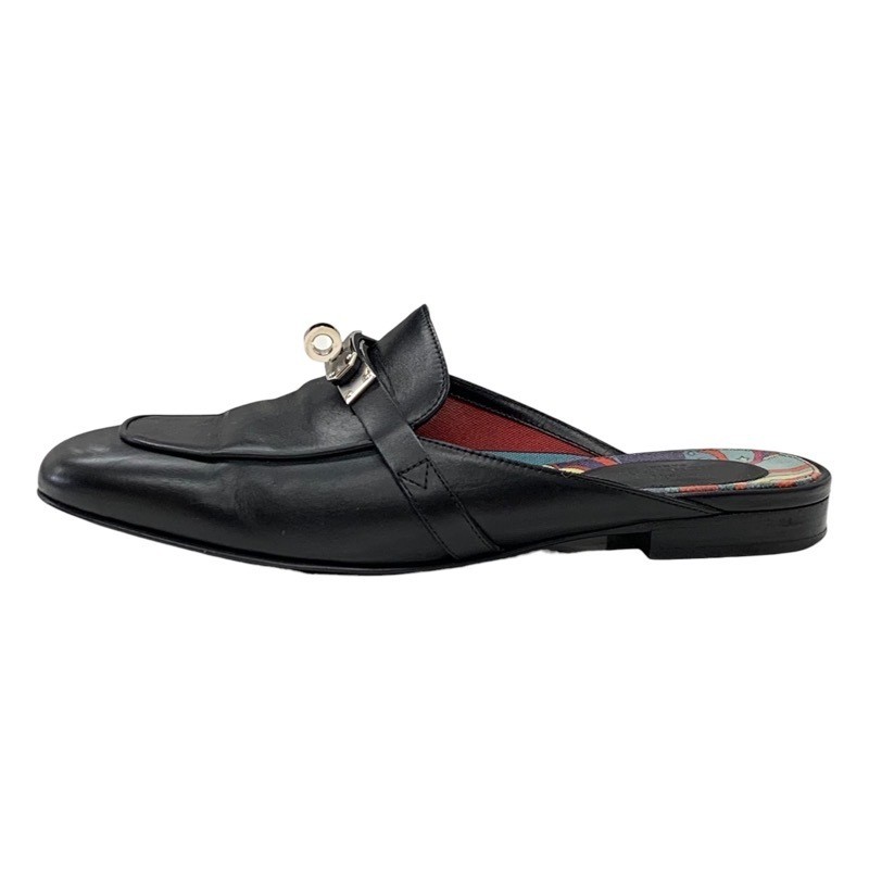 HERMES Flat shoes Sandals Shoes Kelly hardware Leather Black Size 37 US 7 woman thumbnail 5